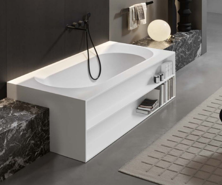 Ванна прямоугольная Antonio Lupi OASI OASI86M 170х95 см из материала Cristalplant с полками отдельностоящая, пристенная, в нишу или в угол ФОТО