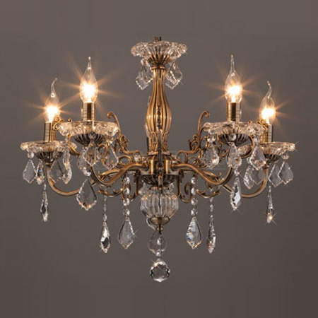 Подвесная люстра Elisha 3281/5 античная бронза/прозрачный хрусталь Strotskis