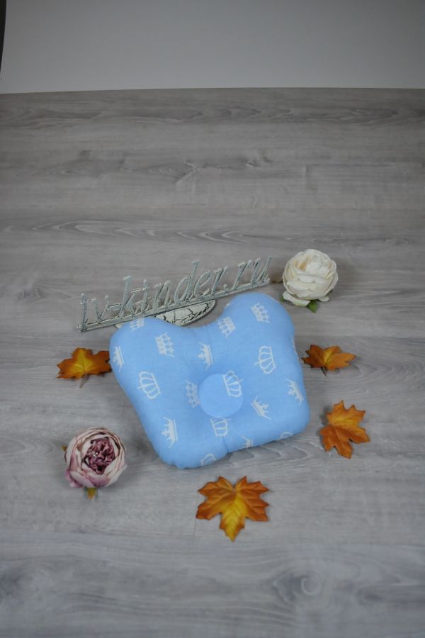 Подушка ортопедическая для новорожденного Бабочка [Корона на голубом]