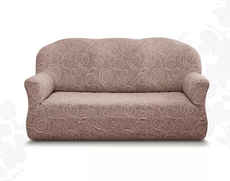 Чехол на 3-х местный диван  без оборки Жаккард  ,Капучино