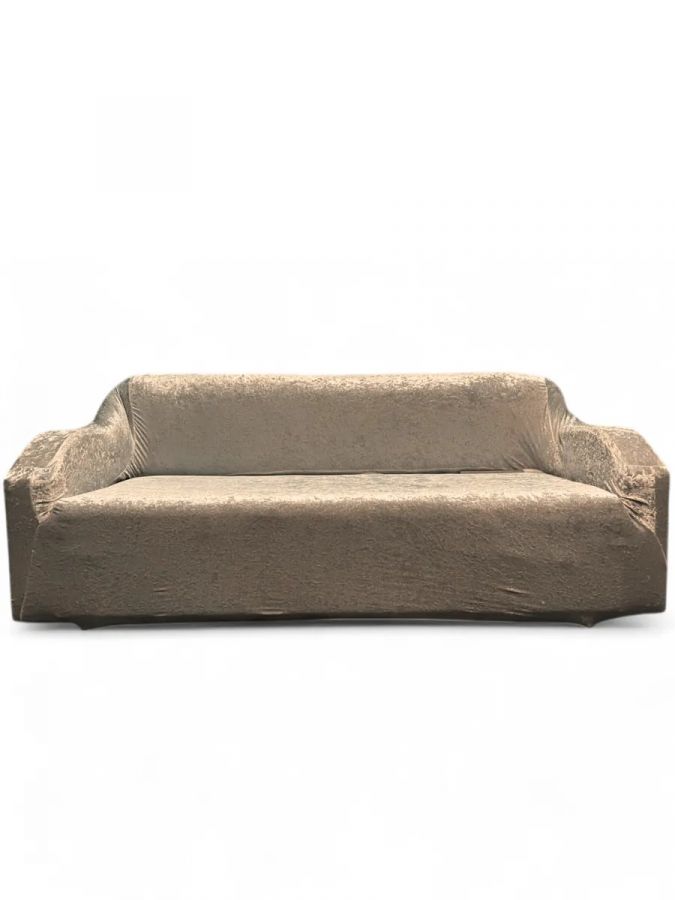 Чехол на 3-х местный диван  без оборки Королевский Велюр ,коричнево-серый