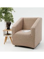 Чехол на кресло  без оборки 1 шт. Шёлковый Жаккард ,капучино