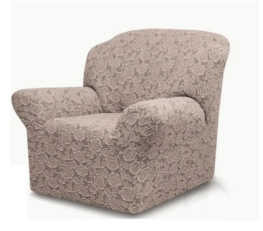 Чехол на кресло без оборки 1 шт. Жаккард ,капучино