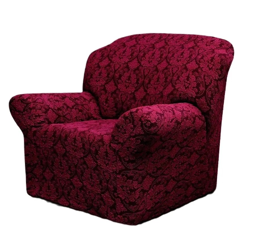 Чехол на кресло без оборки 1 шт. Жаккард ,бордовый