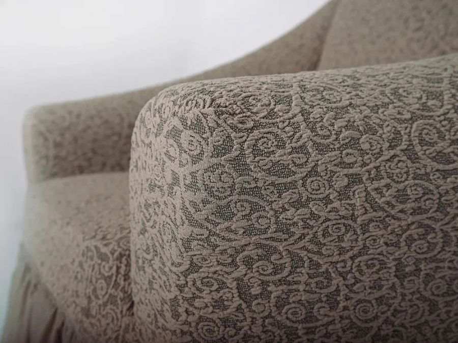 Чехол на кресло с оборкой 1 шт Жаккард. капучино