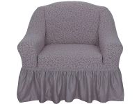 Чехол на кресло с оборкой 1 шт Жаккард.,серо-бежевый