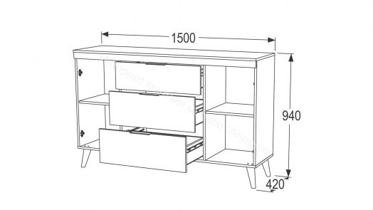 Комод 1 Ольга 4 Дуб золотистый/Креатель