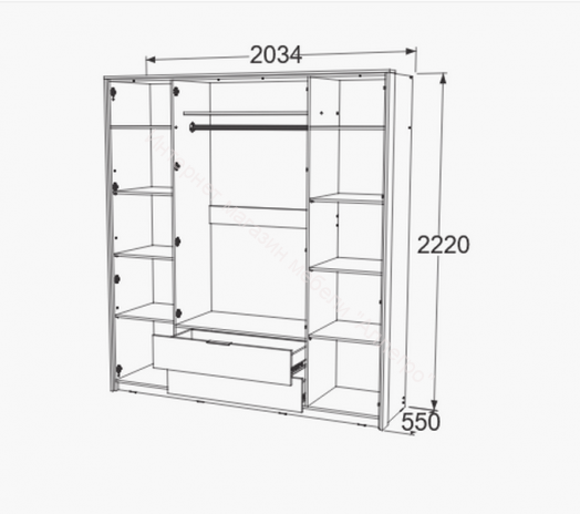 Шкаф 4-х дверный Ольга 4 Дуб золотистый/Креатель