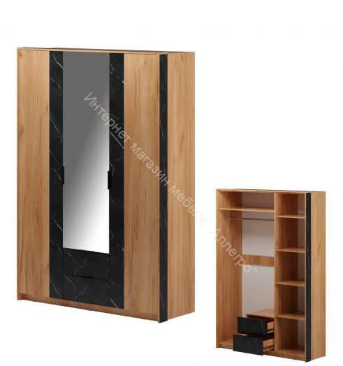 Шкаф 3-х дверный Ольга 4 Дуб золотистый/Креатель