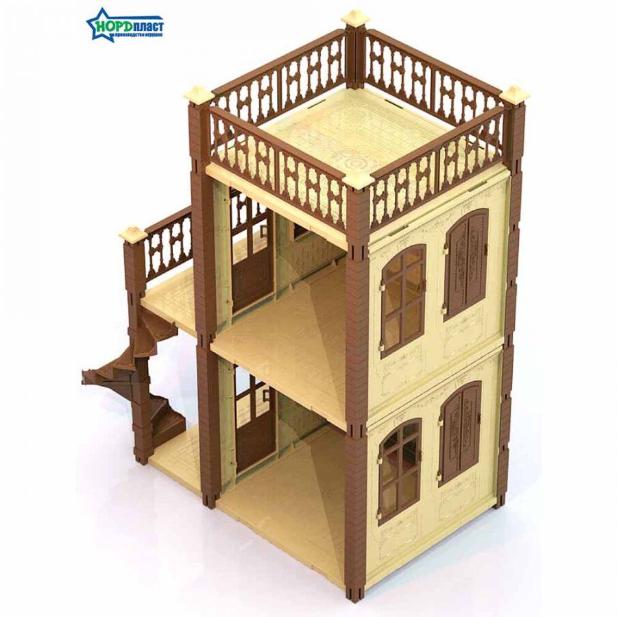 Домик для кукол "Замок Принцессы" (2 этажа) (беж)