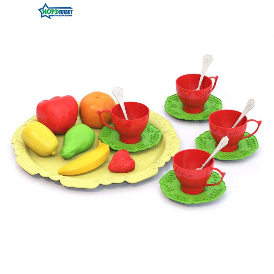 Набор фруктов и чайной посуды "Волшебная Хозяюшка" (18 пр.на подносе)