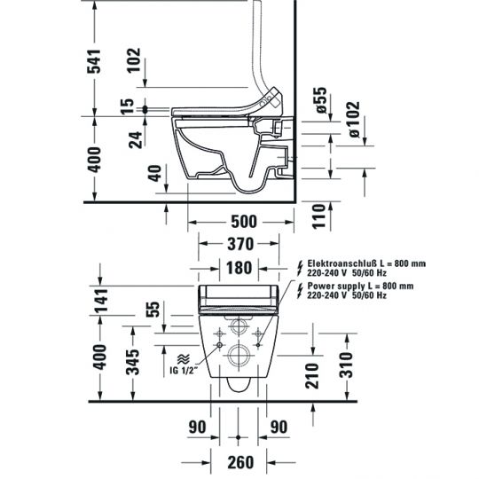 Крышка биде Duravit Sensowash Classic 613000012002300 с функциями декальцинации и удаления запахов схема 2