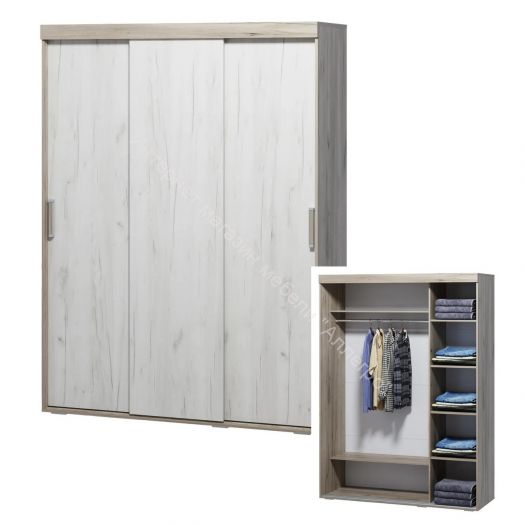 Шкаф-купе "Ольга 19" 3-х дверный Дуб крафт белый/Дуб крафт серый