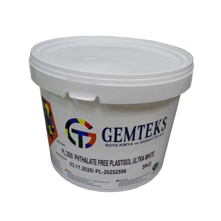 Краска пластизолевая GEMTEKS PS 2500 ULTRA WHITE Белая ( 5 кг.) для ткани