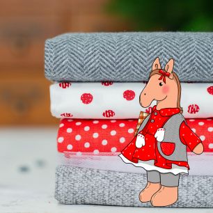 Набор для Лошадка Девочка в красно-сером