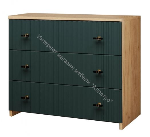Комод - 5 (Фант) Дуб золотистый/Изумрудное море