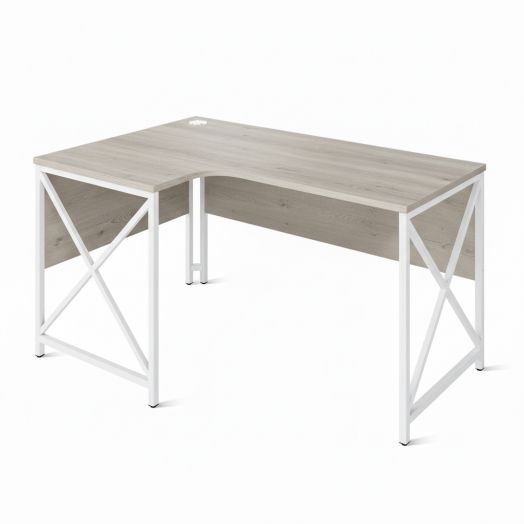 ЛОФТ-3 Стол рабочий эргономичный левый (1350х900-600х750 мм) Дуб Канадский / Белый