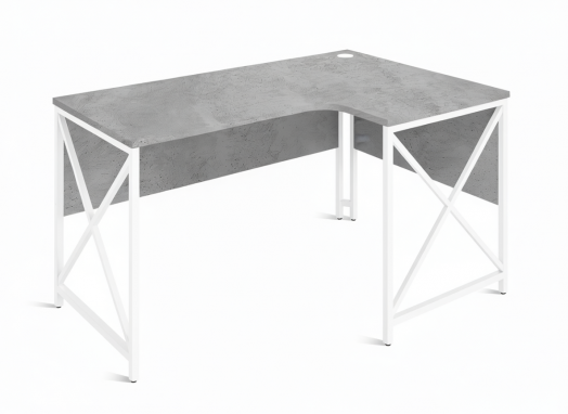 ЛОФТ-4 Стол рабочий эргономичный правый (1350х900-600х750 мм) Бетон / Белый