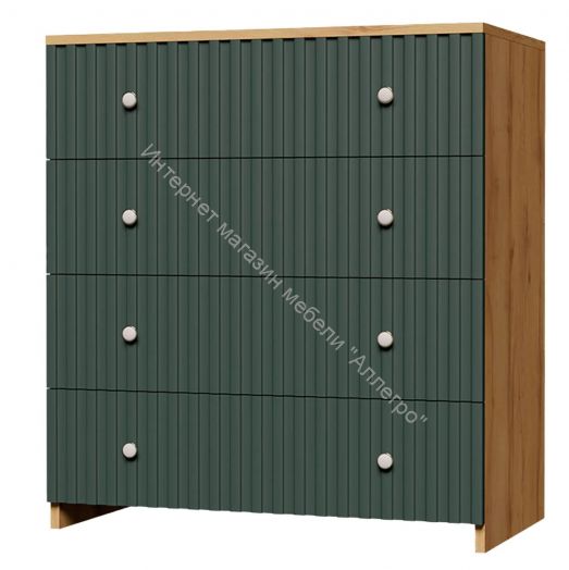 Комод - 4 (Фант) Дуб золотистый/Изумрудное море