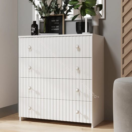 Комод - 4 (Фант) Белый/Белая берёза