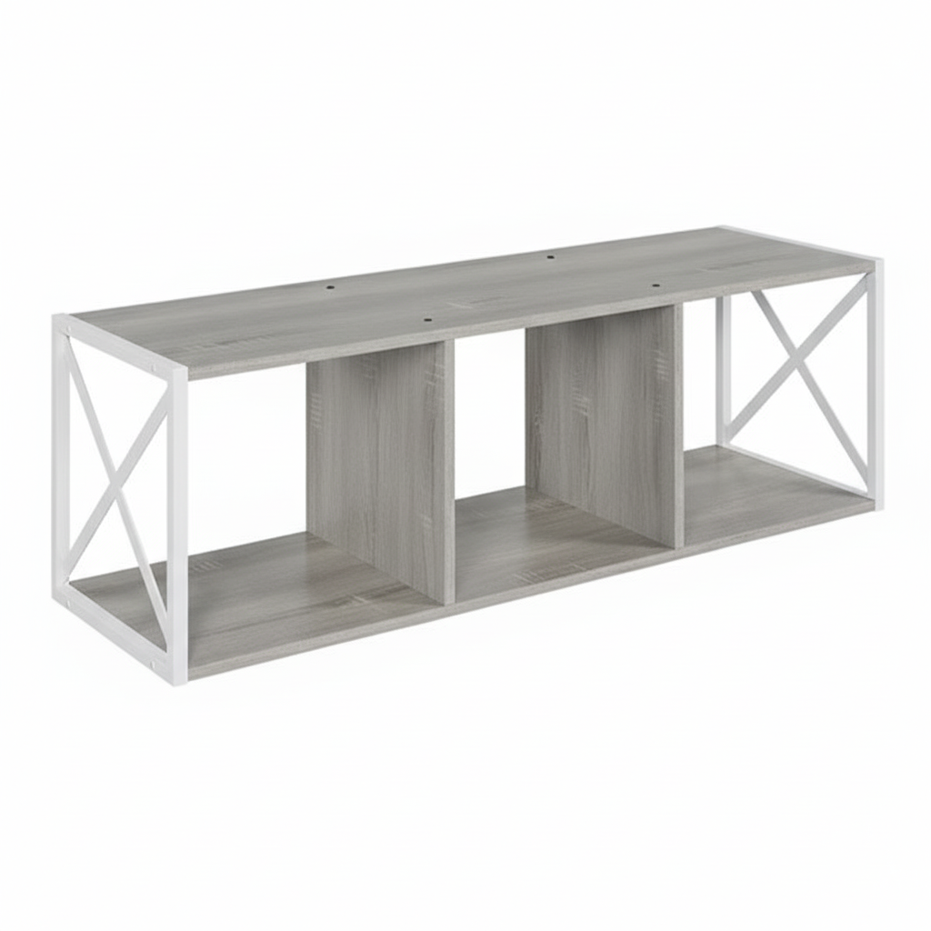 ЛОФТ-8 Полка навесная 3 секции (1200х370х383 мм) Дуб Канадский / Белый