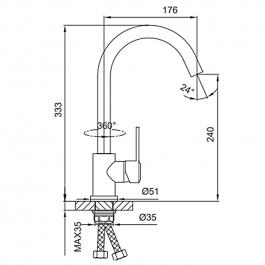 Mətbəx kranı Frud, kartric ilə, xrom, R42052-10-baki