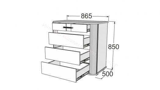 Комод Ольга 2 с 4-мя ящиками Дуб золотистый/Антрацит