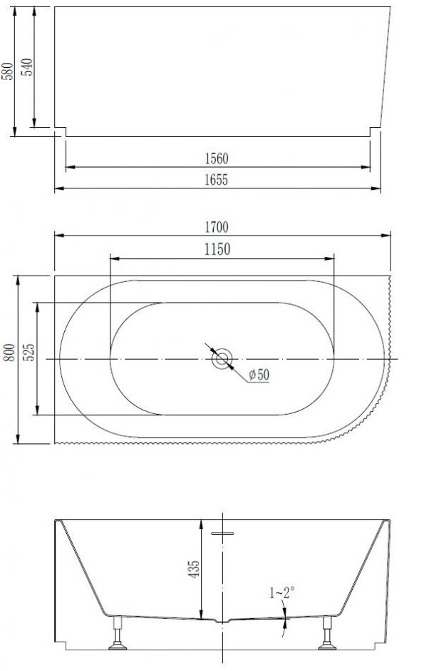 Отдельностоящая акриловая ванна Vincea интегрированный перелив VBT-408-1800 ФОТО
