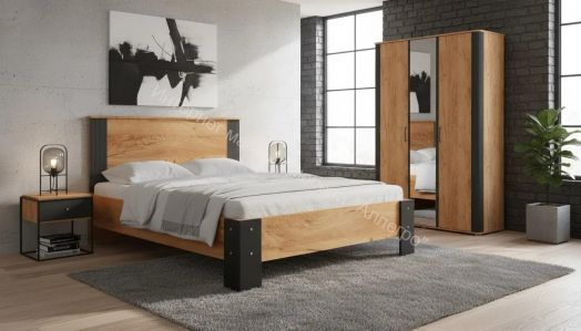 Тумба прикроватная Ольга 2 Дуб золотистый/Антрацит