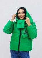 Демисезонная женская куртка весна осень +дутый шарф-косынка 8193 [зеленый]