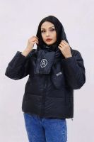 Демисезонная женская куртка весна осень +дутый шарф-косынка 8193 [черный]