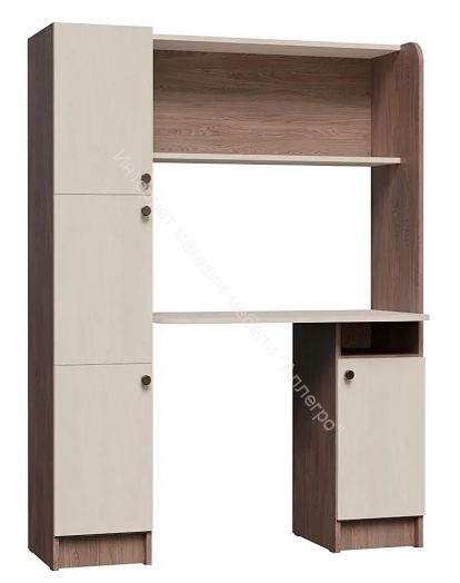 Стол письменный "Омега 2" с надстройкой Ясень анкор светлый/темный