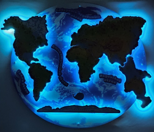 Учебное пособие: "Детская развивающая магнитная карта мира "Мирознайка" + LED-подсветка