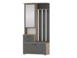 Прихожая ДОМИНО УНИ (шкаф с вешалкой) (ш1000*г360*в2020мм) Дуб Крафт Табачный/Графит