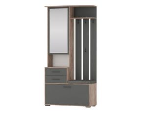 Прихожая ДОМИНО УНИ (шкаф с вешалкой) (ш1000*г360*в2020мм) Дуб Крафт Табачный/Графит