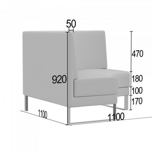 Угловая секция Тэтор-Кафе А вогнутая 1
