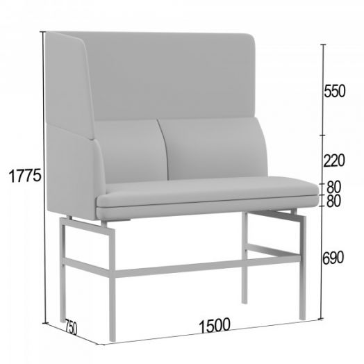 Диванная секция барная Асмунг В двойная с одним подлокотником