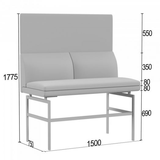 Диванная секция барная Асмунг В двойная  без подлокотников