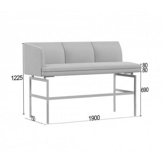 Диванная секция барная Асмунг А тройная с одним подлокотником