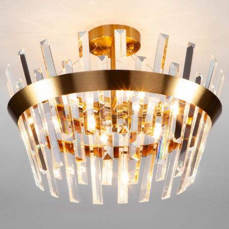 Светильник на штанге Steccato 10111/5 золотая бронза / прозрачный хрусталь Strotskis