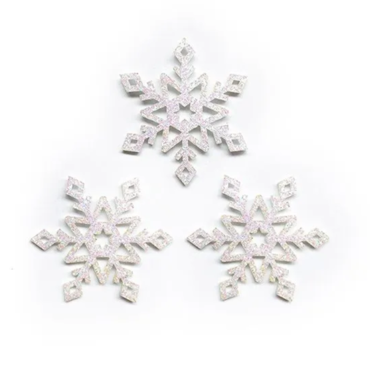 Декор из фетра (вырубка)  СНЕЖИНКА с АВ эффектом 55 мм 3 штуки в уп. (МТ-25310)