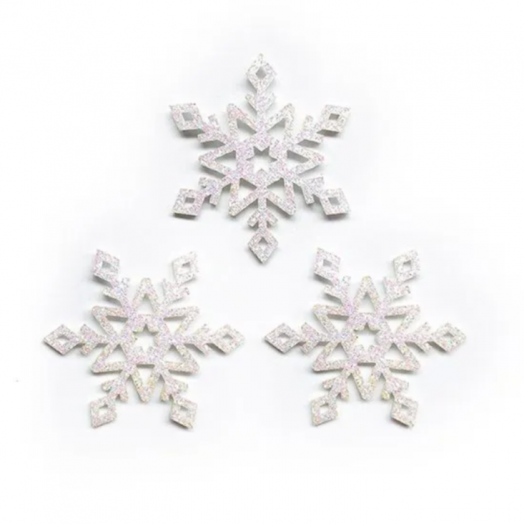 Декор из фетра (вырубка)  СНЕЖИНКА с АВ эффектом 55 мм 3 штуки в уп. (МТ-25310)