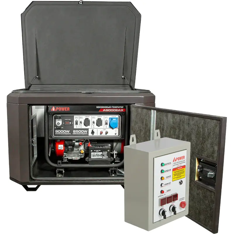 A-iPower A9000EAX бензиновый генератор в кожухе 1200 RAL 8019 с блоком АВР 400В/25А (8 pin) New УТ-11182380/29109