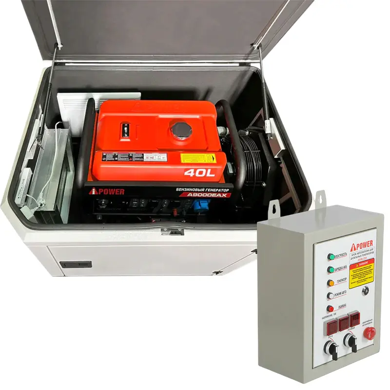 A-iPower A9000EAX бензиновый генератор в кожухе 1200 RAL 7035 с блоком АВР 400В/25А (8 pin) New УТ-11184206/29109