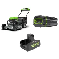 Самоходная газонокосилка Greenworks LM221S/G82B8/G82C2 (2 x 8 Ач, ЗУ) 2519407/2951407/2939007
