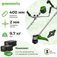 Аккумуляторный триммер Greenworks GD60BCB2K5 (2 x 5 Ач, ЗУ) 2108407U2G