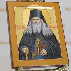 Рукописная икона Лев Оптинский 17х21см (ковчег, нимб-сусальное золото)