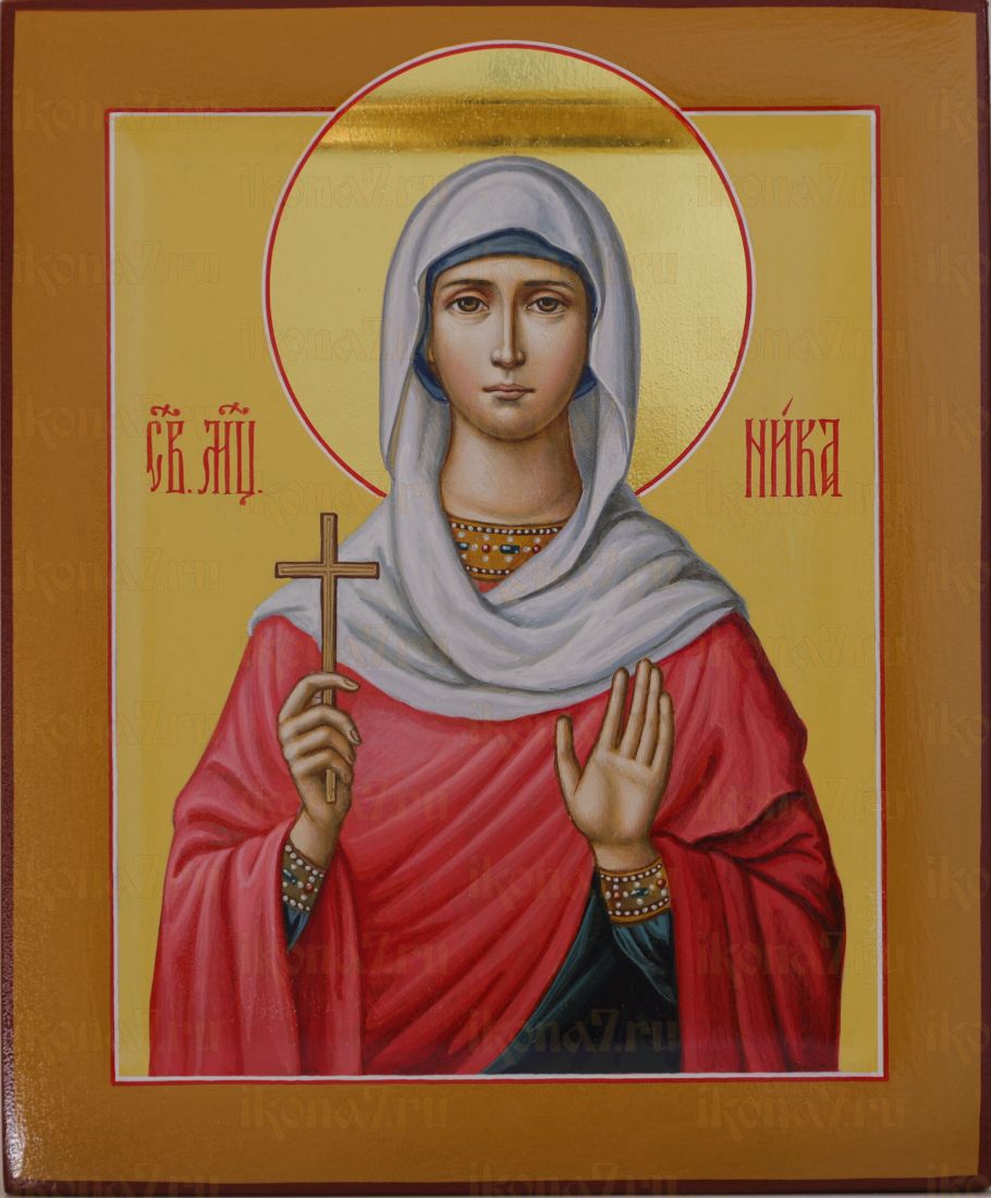 Рукописная икона Виктория Коринфская 17х21см поясная (ковчег, нимб-сусальное золото)