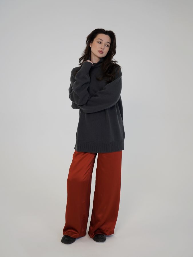 Брюки из сатина огненные