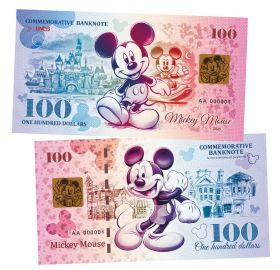 100 долларов — Mickey Mouse (Микки Маус). UNСB. Памятная банкнота. UNC Oz Msh